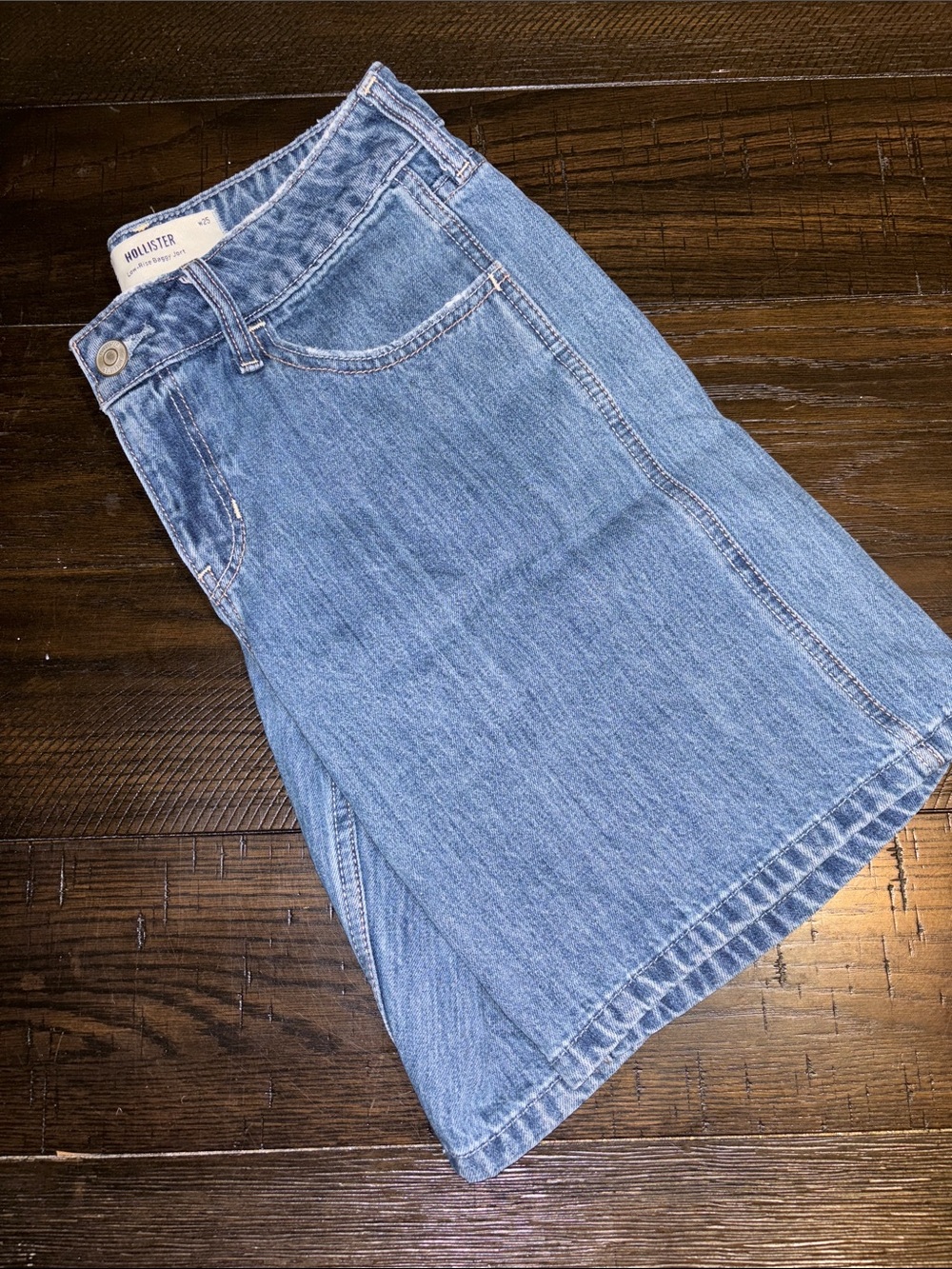 Hollister Light Blue Denim low rise baggyJort